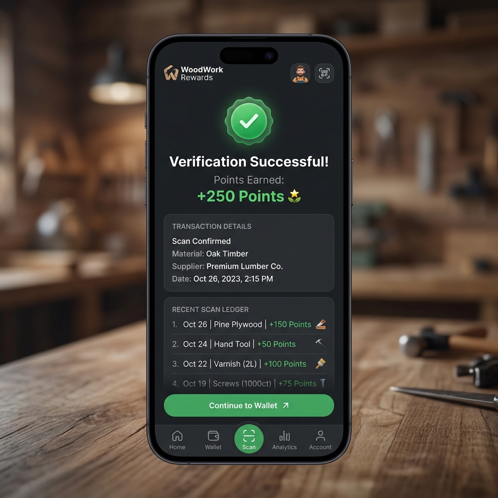 Lightweight mobile wallet scanner UI mockup