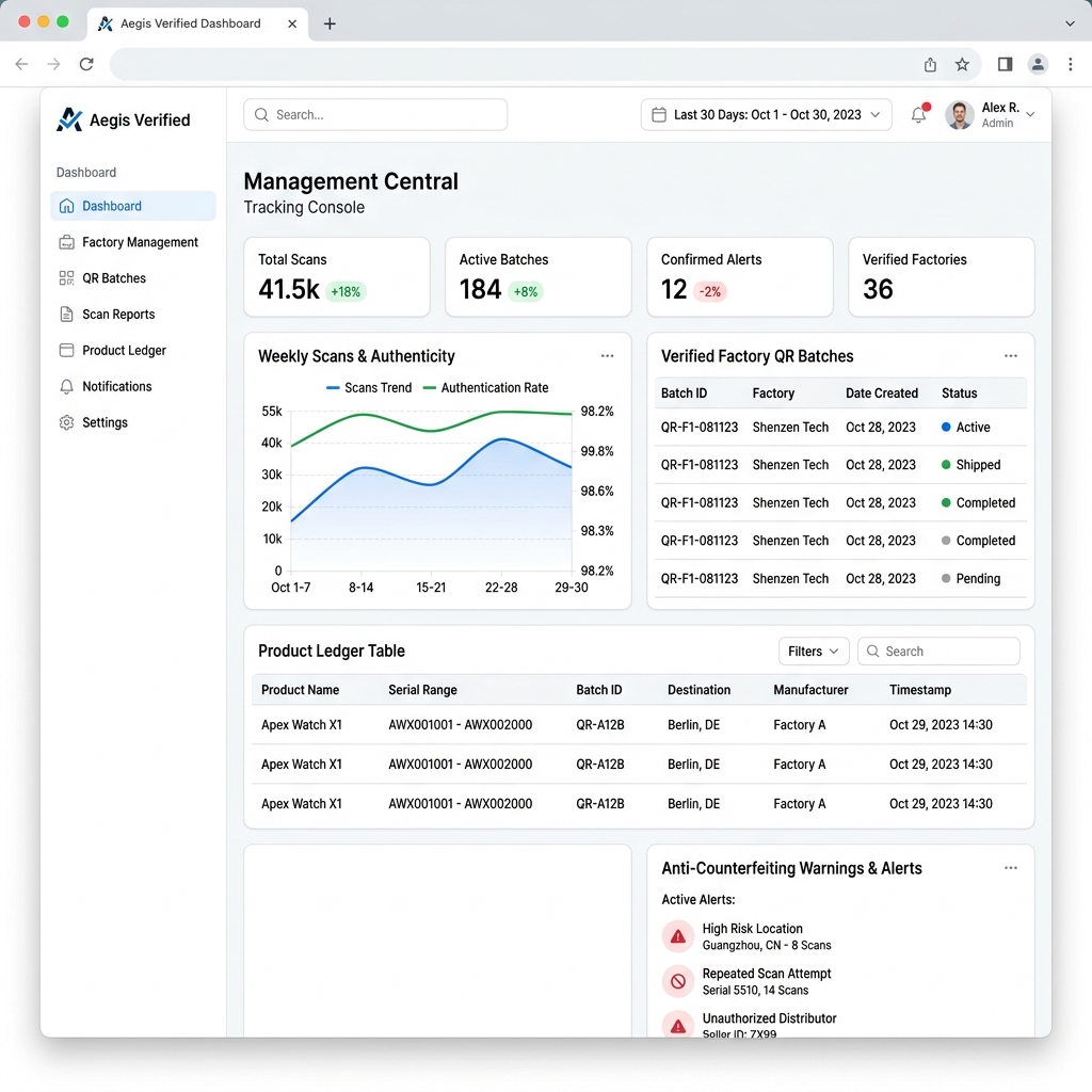 Central management console desktop interface mockup